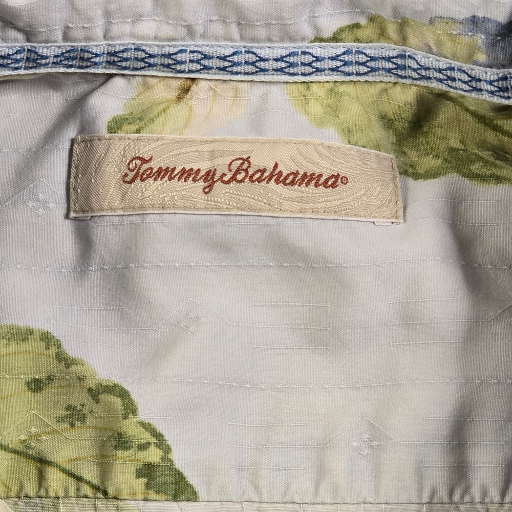 Tommy Bahama Shirt Men XL Tropical Blue Green Leaf Print Short Sleeve Vacation - Picture 2 of 16